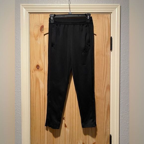 Adidas Climawear Track Pants Boys Size 9-10 Black Pull On Elastic Waist FLAW - Picture 1 of 5